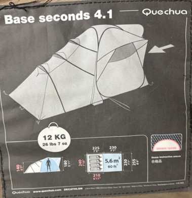 Tenda Quechua Base Seconds 4.1 – 4 Pessoas – Como Nova