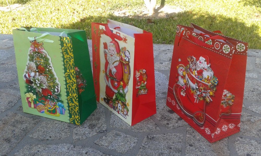 sacas / sacos de prendas Natal duplo cartão plastificado