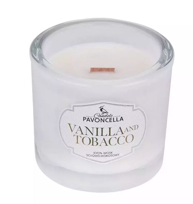Świeczka Sojowa Vanilla And Tabacco Biała 170G. Nowy Produkt