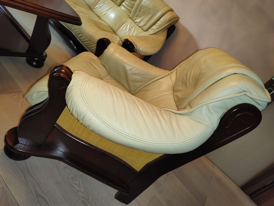 Komplet wypoczynkowy skórzany 3,2,1