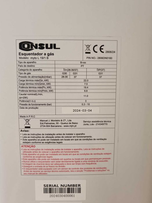 Esquentador praticamente novo