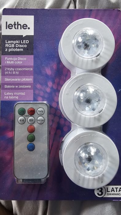 Komplet 3 lampki led RGB swiatelka
