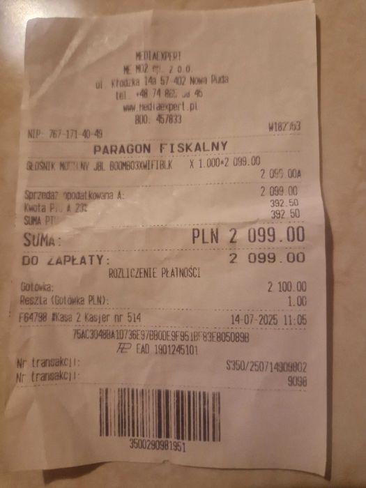 Jbl boombox 3 wifi gwarancja 1.5 roku