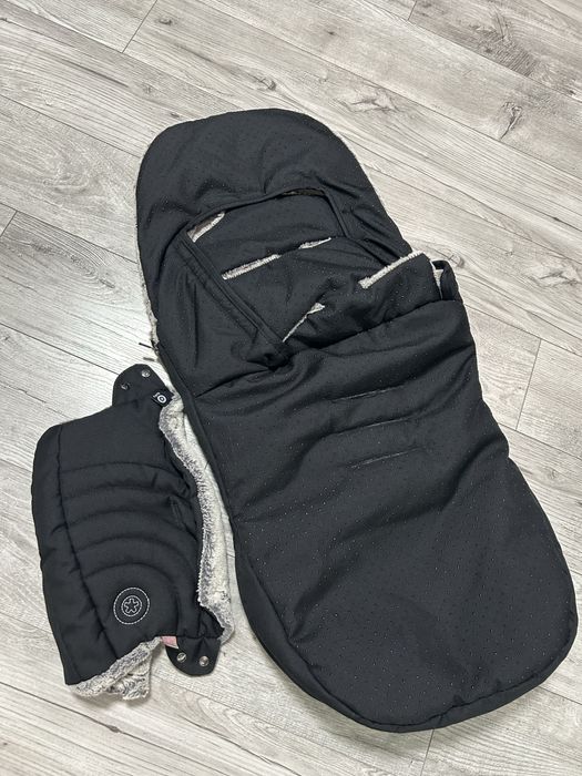 Чохол та муфта для рук чорний хутро штучне плюш Kiddy cybex