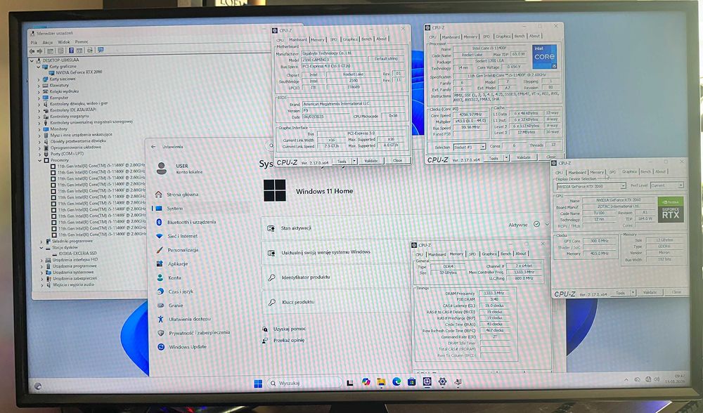 Komputer I5 11400F/ 32GB RAM / 1TB SSD/ RTX2060 12GB /WIN11