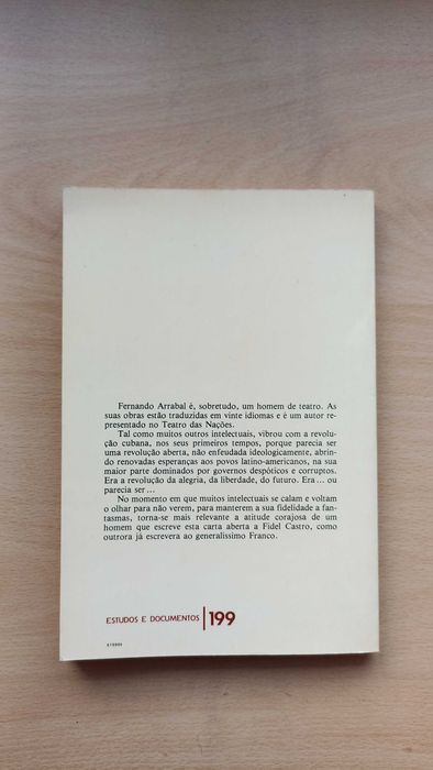 Livro "Carta a Fidel Castro 1984" de Arrabal