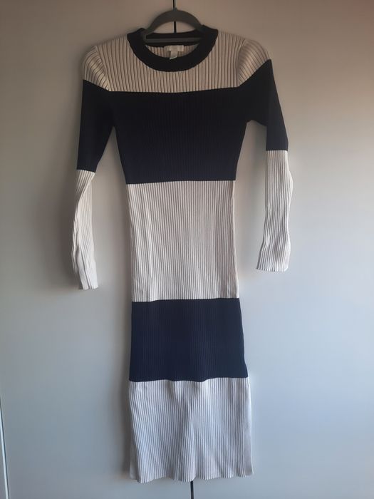 Vestido midi em malha canelada Tam.S da H&M