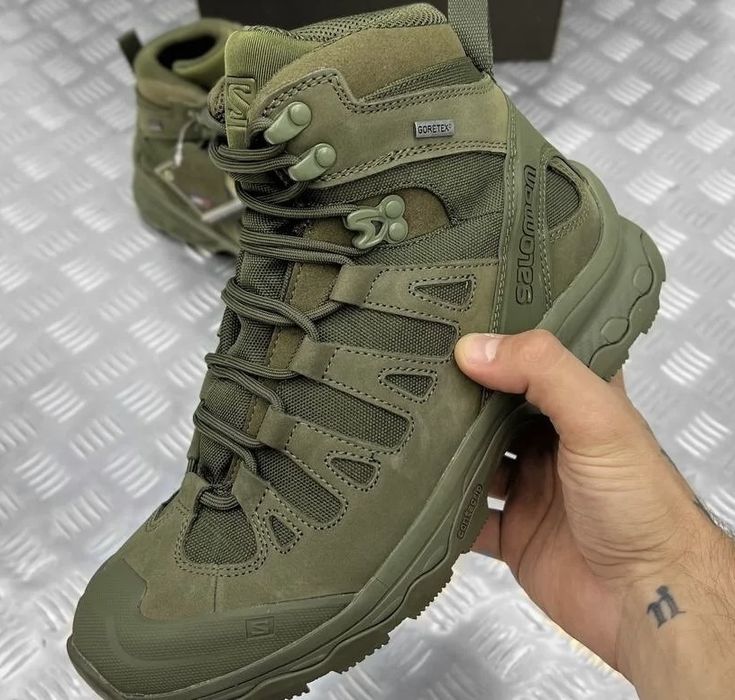 Тактические ботинки Salomon Quest 4D GTX Forces 2 Khaki Olive | Gore-Tex | Военные берцы для службы, походов и города