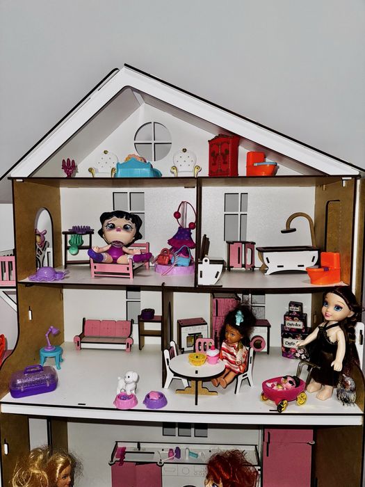 Деревʼяний ляльковий будинок великий дом для ляльок/лол/барбі