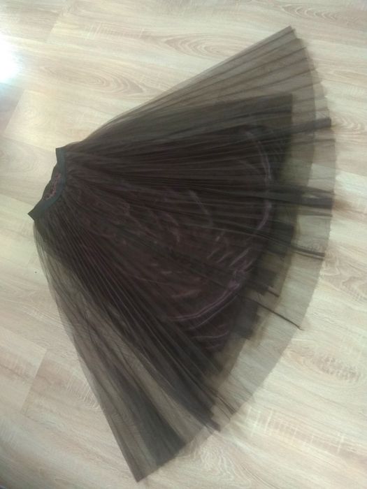 Butik Brąz Mocca Plisowana tiulowa spódnica