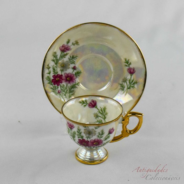 Chávena de café e pires Lustrina, “October Cosmos” circa 1950