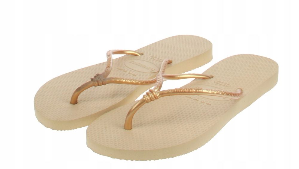 Havaianas japonki złote wsuwane z logo płaskie 37-38 1j_i