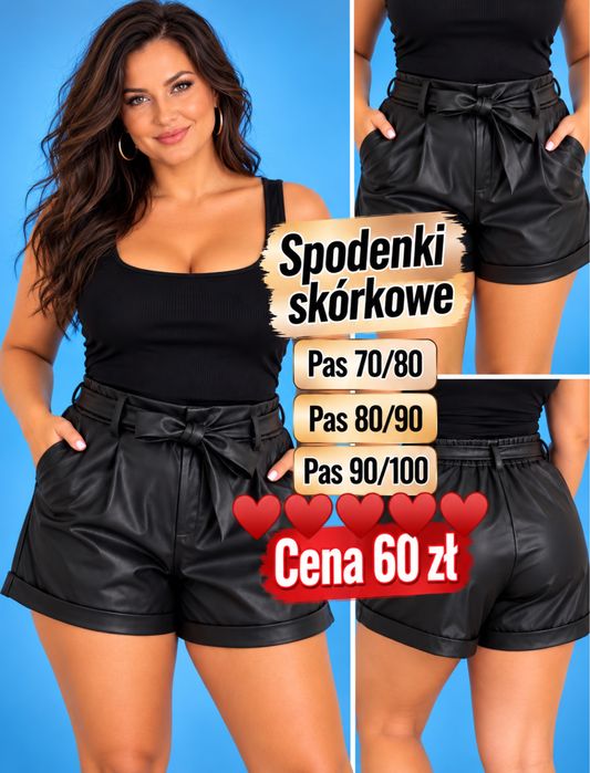 Czarne spodenki skórkowe pas 90/100