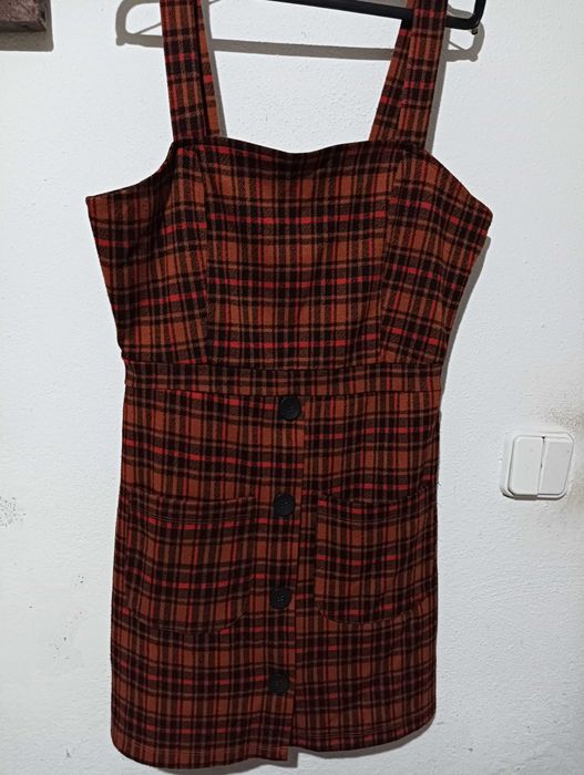 Vestido de alças, axadrezado