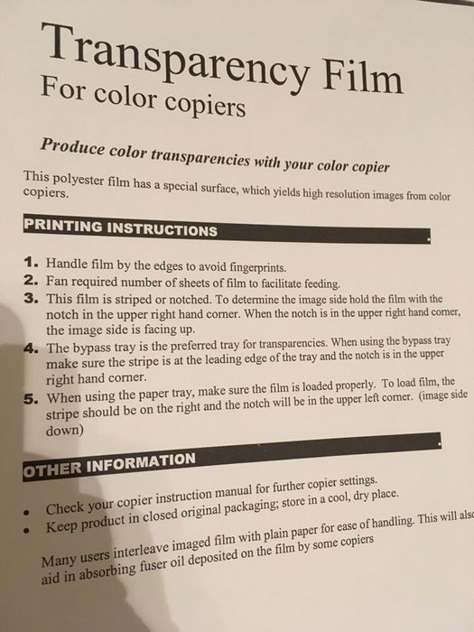 Arkwright transparente para imprimir acetato Laser Clear A4 100 Folhas