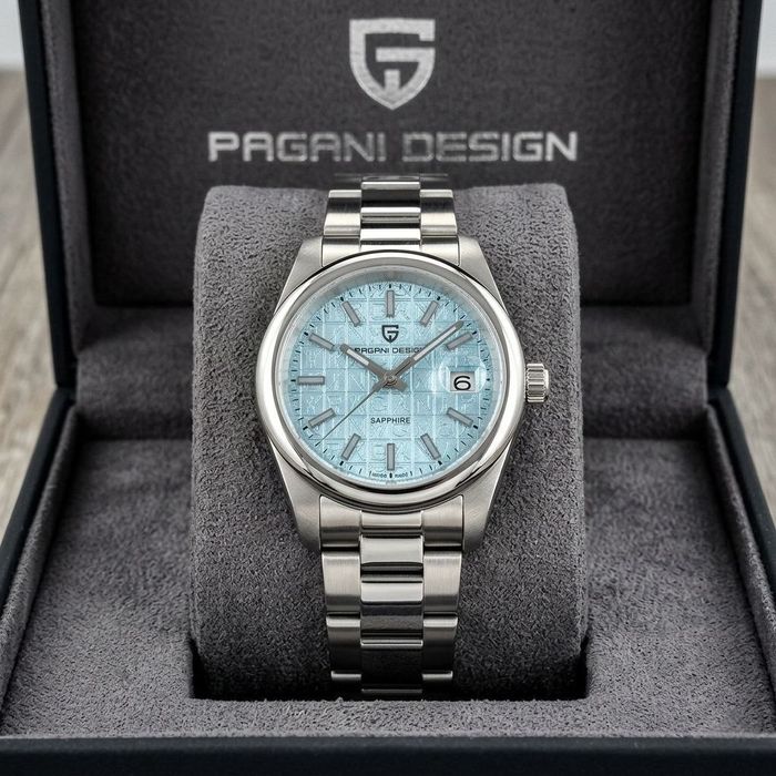 Годинник Pagani Design Silver-Blue - хомаж на Tissot PRX: Сапфір, Сталевий, Кварцовий
