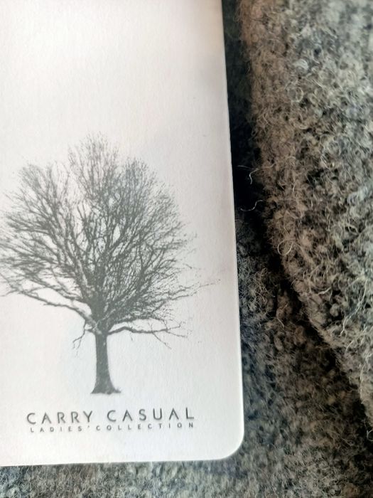 Carry Nowy Długi jesienny płaszcz damski szary melanż  rozmiar 40 L no