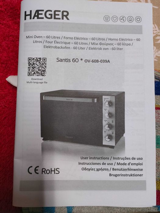 Forno Eléctrico HAEGER 60 Litros - NOVO