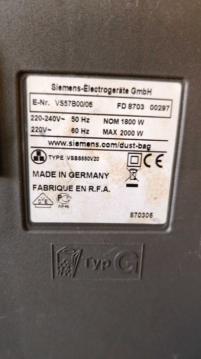 Odkurzacz Siemens 2000 Wat