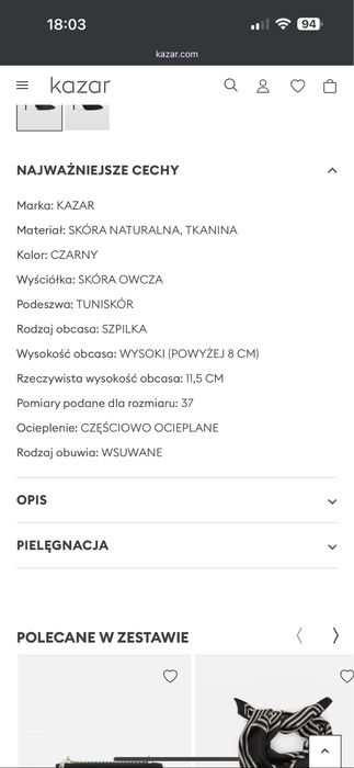 Botki skórzane Kazar 39