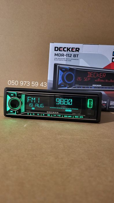 Блютуз магнітола Decker MDR-112BT/USB/AUX/змінна підсвітка