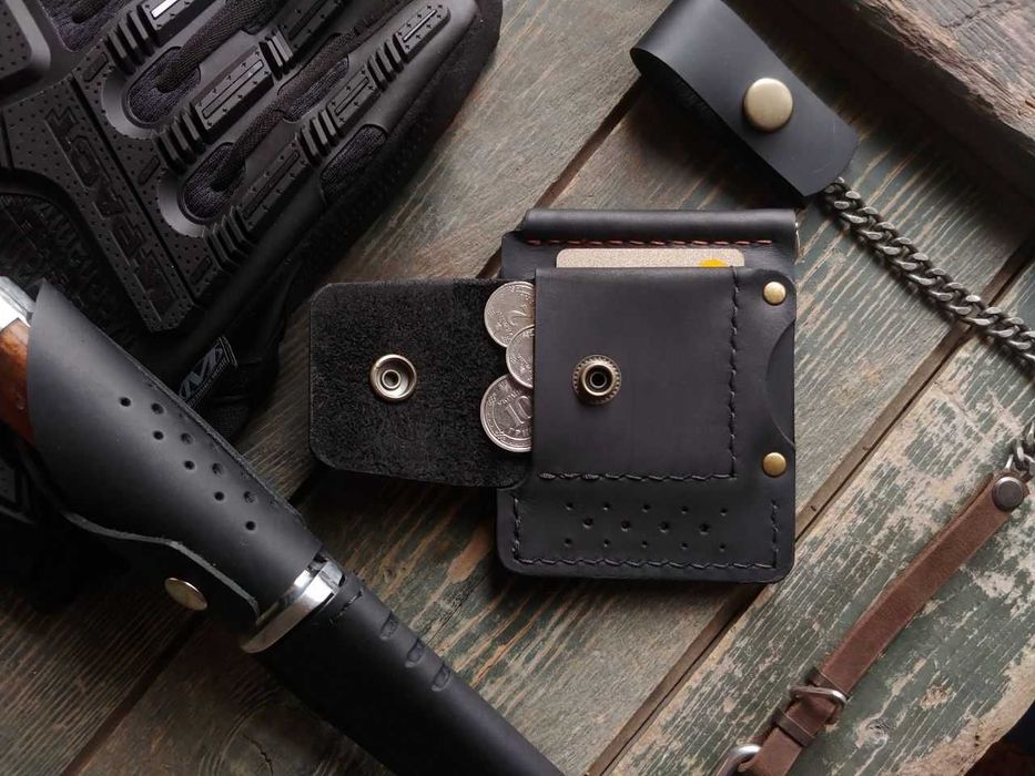 Гаманець чоловічий затискач зажим для грошей TEXAS чорний з монетницею