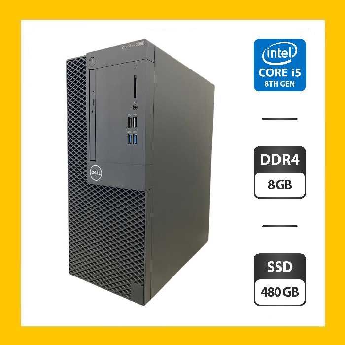Комп'ютер Dell OptiPlex 3060 Tower / Intel Core i5-8500 (6 ядер по 3.0 - 4.1 GHz) / 8 GB DDR4 / 480 GB SSD / Intel UHD Graphics 630 / DVD-ROM