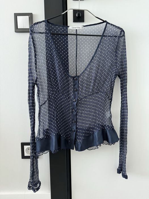 Блуза синя блузка шовк Італія