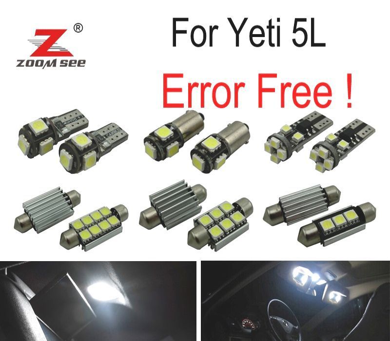 KIT COMPLETO DE 19 LÂMPADAS LED INTERIOR SKODA YETI 5L SUV 09-