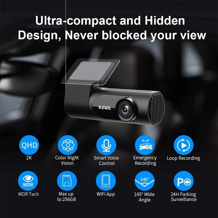 Wideorejestrator kamera samochodowa KAWA D6 1440p FULL QHD 2K