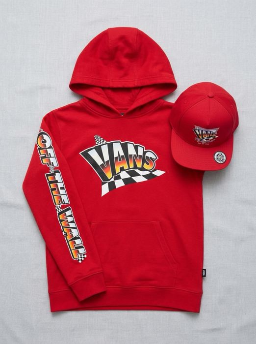 Vans zestaw pakiet bluza czerwona M, rozm. 164 i czapka komplet