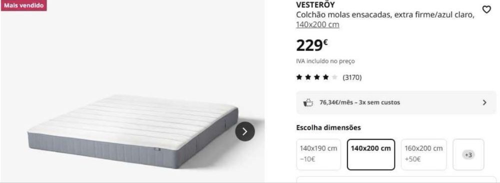 Colchão casal IKEA VESTEROY