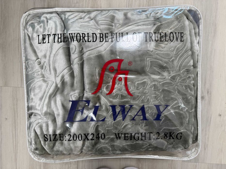 Koc pled Elway szary duży, gruby, ciepły, 200x240cm