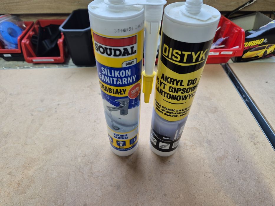 Silikon sanitarny, akryl do płyt gk