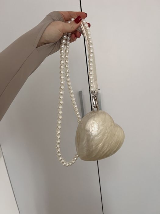 Жіноча сумка клатч перламутрова серце