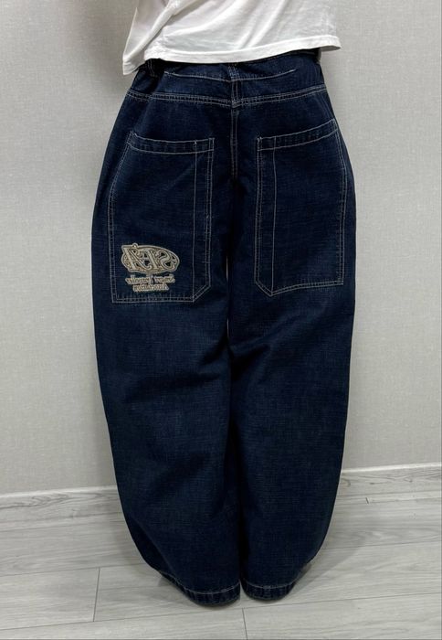 Нові реп джинси Bershka темно сині широкі baggy джинсы широкие синие