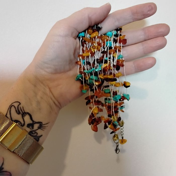 Naszyjnik bursztyn turkus