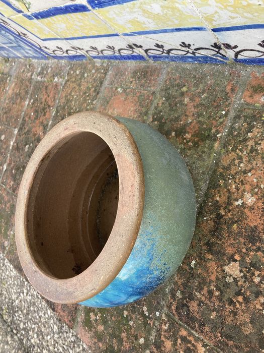 Vaso Azul Vidrado Decorativo