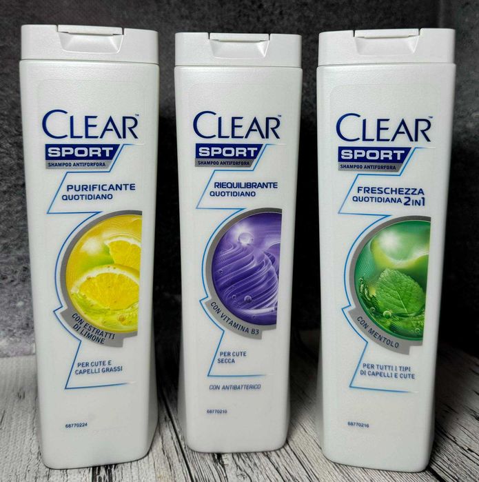 Шампунь для волосся Clear Sport чоловічий 225 мл,3 види більше у описі
