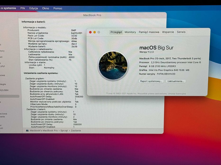 MacBook Pro 13 2017 i5 Nowa Bateria 8GB RAM 256GB SSD Gwarancja