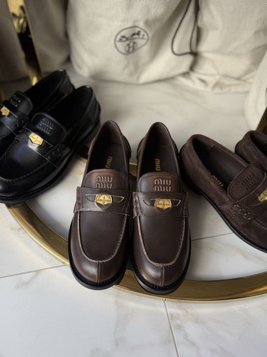 Mokasyny Miu Miu brown leather