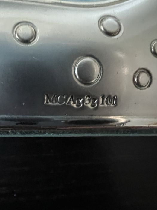 Conjunto moldura e mealheiro em prata, para menino