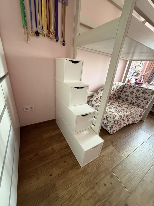 Двоярусне ліжко-будиночок з ясена, ортопедичний матрац