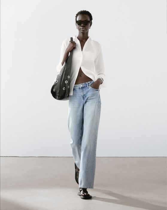 Jeansy spodnie błękit Straight Leg r.36 S Massimo Dutti
