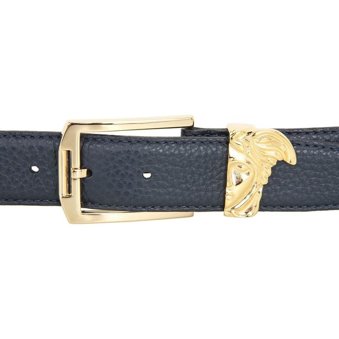 Ремінь Versace Printed Elk Gold Medusa Buckle Belt Blue 80