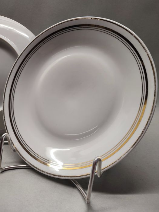 Talerze obiadowe płytkie Chodzież Złota Linia Porcelana