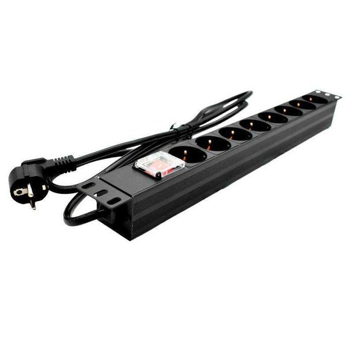Listwa zasilająca RACK 19" 1U 8 gniazd LANON przedłużacz 230V czarna