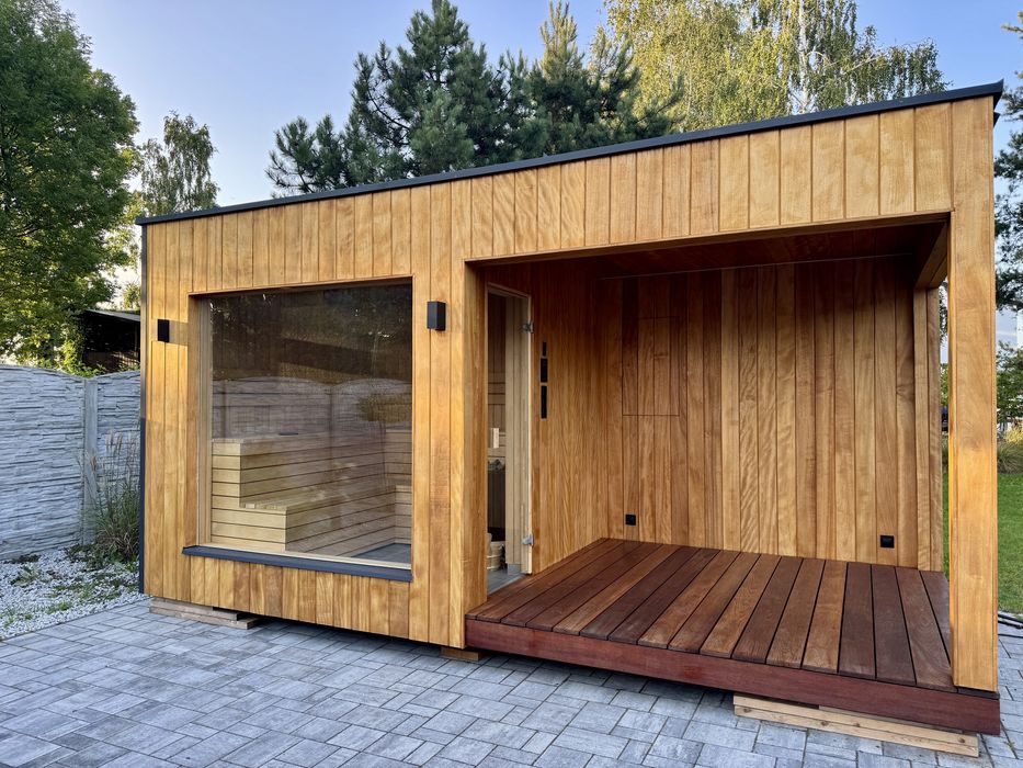 Powystawowa Sauna, Drewno egzotyczne, Piec 12kw, audio, led