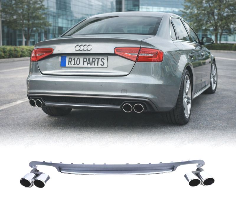 DIFUSOR AUDI A4 B8 07-11 LOOK S4 + PONTEIRAS ESCAPE CROMADO
