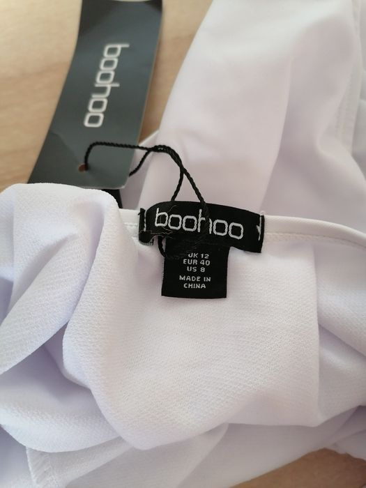 Boohoo strój kąpielowy biały z paskiem L